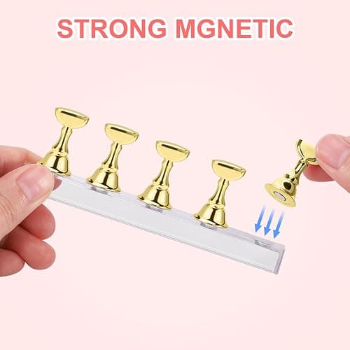 Etercycle Nail Stand Acrylic Nail Art Display Stand Practice Nail Holder for Painting Nails Magnetic Practice Stands with Double-sided Tape For DIY Salon Supplies (Gold) thumbnail 2