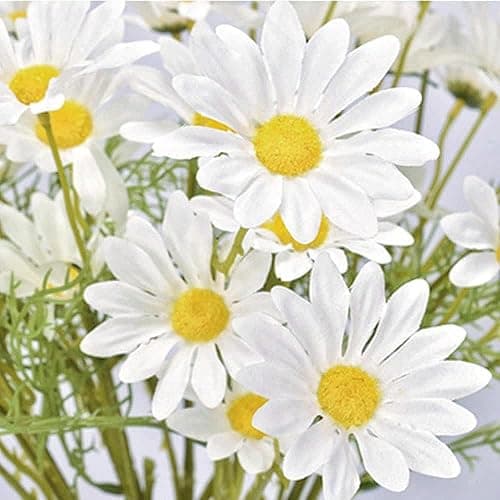 15 Bundles Artificial Flowers White Artificial Daisy Flowers UV Resistant Outdoor Fake Wildflowers with Stems Faux Greenery Shrubs Plants Arrangements for Wedding Decoration Home Garden Decoration thumbnail 7