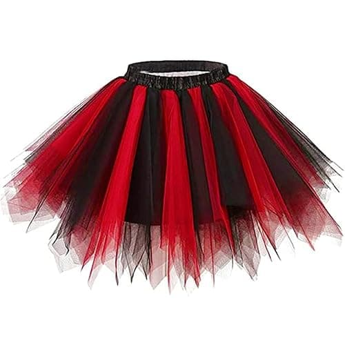 TWINKLEDE Christmas in July Costume Tutu Skirt Xmas 1950s Dance Party Tulle Tutus for Women Adult - 66 Short - Black & Red