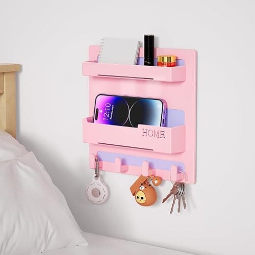 Floating Shelves for Bedside Shelf Accessories Organizer, Wall Mount Self Stick On, Cute Room Decor Aesthetic, Girls Room Decor, Cool Stuff For Bedroom Storage And Organization, Bedside Wall Organizer thumbnail 2