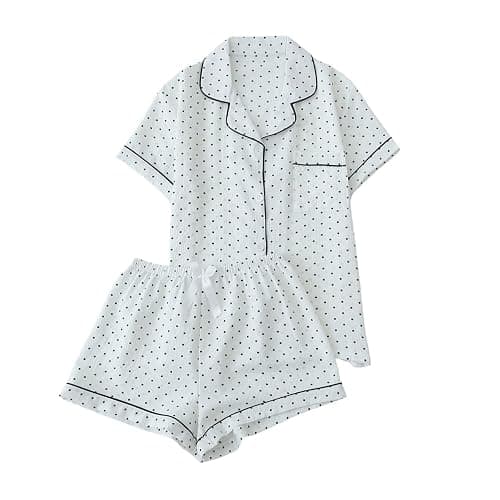 Verdusa Women's 2 Piece Pajama Sets Lightweight Fall Pajamas Cute Pj Set Button Shirt with Shorts Lounge Pjs thumbnail 6