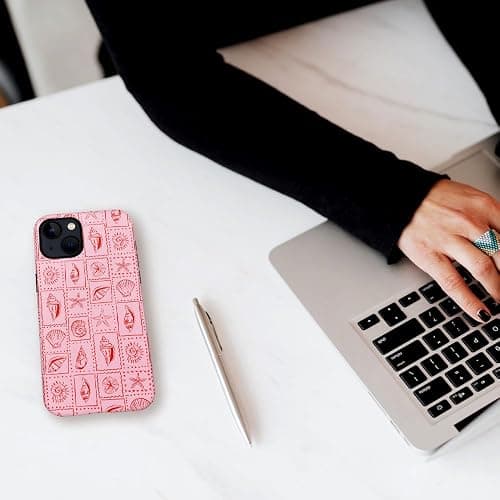 Case for iPhone 13,Frosted 2-Layer Durable Case for Girl Women,Pink Seashells Stamps Beachy - Pink Seashells Stamps Beachy - iPhone 13 thumbnail 5