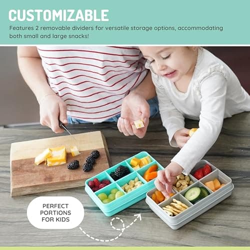 melii Snackle Box | 6-Compartment Divided Snack Container, BPA-Free Food Storage with Removable Dividers for School, Travel & On-the-Go Snacking (Blue) thumbnail 2