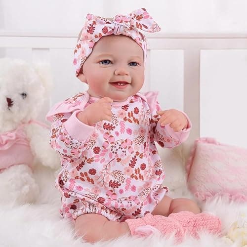 BABESIDE 3PCS Reborn Baby Doll Clothes for 17-22 Inch Dolls, Baby Doll Outfit Accessories with Floral Pattern fit Newborn Baby Dolls Girl Boy, Pink thumbnail 4