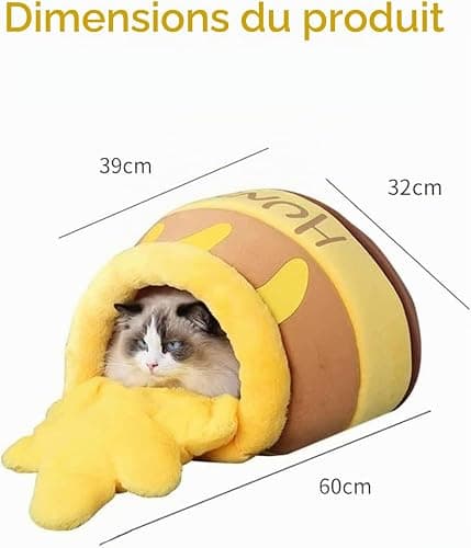 Eivdru lit pour chat, pot de miel, animal domestique, chien, petit chien, maison chaude, amélioration du sommeil, lit souple amovible thumbnail 7