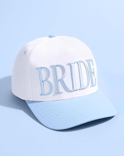 xo, Fetti White + Blue Bride Trucker Hat | Bachelorette Accessory, Bridal Headwear, Bach Party Decorations, Bridesmaid Gift, Wedding Cap thumbnail 9