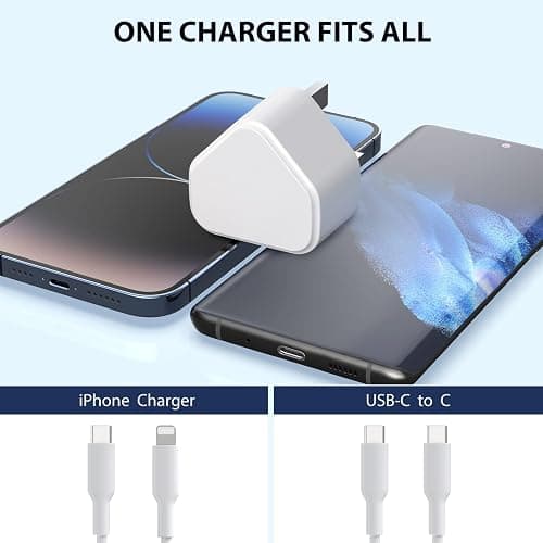USB C Plug for iPhone 16 15 14 13 12 11 Pro Max Plus X XS XR 8, SE 2020, iPad Pro Air Mini, AirPods Pro, Samsung Galaxy, 25W Fast Charger USBC Type C Power Charging Head Adapter Charge Wall PD UK thumbnail 5