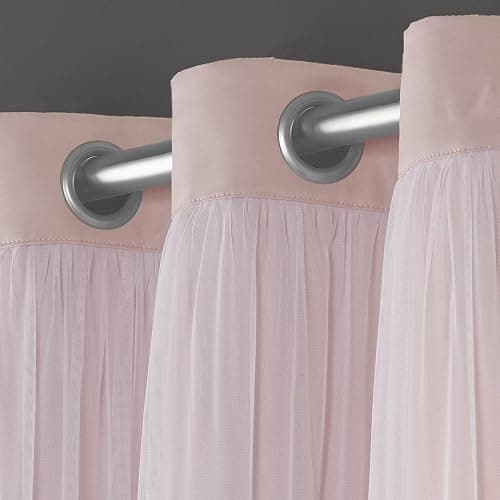 TOWN & COUNTRY LUXE Talia Double Layer Indoor Curtains, Sheer and Room Darkening Blackout, Grommet Top, Energy Efficient, 2-Pack Set, 52"x84", Rose Blush thumbnail 6