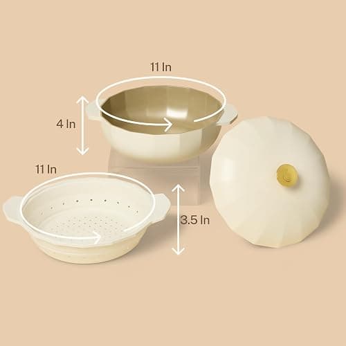 Cravings by Chrissy Teigen The Perfect Pan 5.3 Qt Dutch Oven Pot with Lid, Nonstick Lightweight Aluminum Everyday Pot with Steamer/Strainer Insert, Oven & Stovetop Safe (White) thumbnail 3