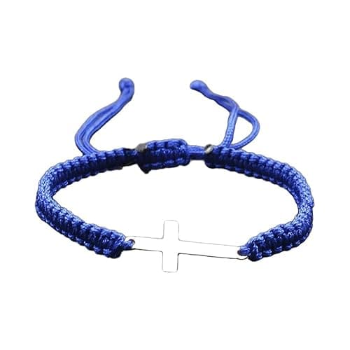 Handmade Cross Colorful Adjustable Braided String Bracelet Friendship Couple Tiny Sideways Cross Rope Bangle Lucky Protection Jewerly for Women Men Teens - Image 1
