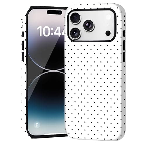 Amzfield Compatible with iPhone 15 Case Cute Polka Dot Aesthetic Retro Design for Women Girls Fall Simple Chic Girly Pretty Dual Layer Hybrid Protection Elegant Case for iPhone 17 Pro-White thumbnail 7