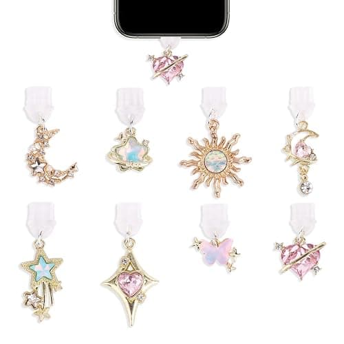Goktvai 8pcs Cute Dust Plug Charm Compatible with Kindle & Phone & Electronic Devices Type-C Charger Port, Fun Dust Plug Pendant for Electronic Devices Accessory - Image 1