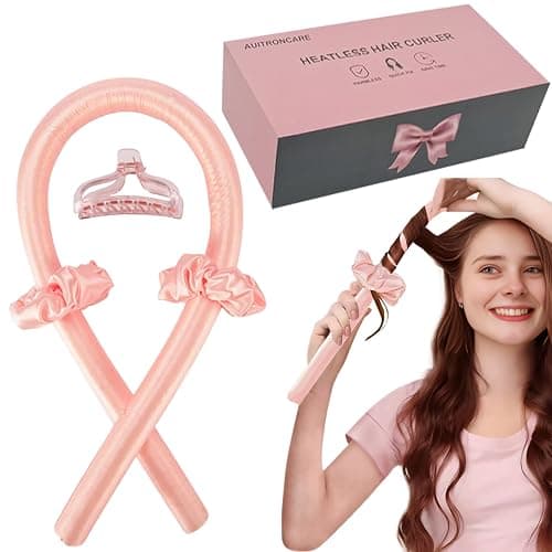 Heatless Curling set,Silk Curls Rod Headband,No Heat Rollers to Sleep in Overnight,Satin Hair Curlers for Long and Medium Hair(Pink) - Image 1
