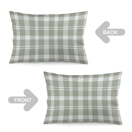 CLAPSOREI Sage Green Buffalo Plaid Throw Pillow Covers Queen Size Pack of 2 Farmhouse Rustic Gingham Checkered Pillow Shams Standard Pillowcase Decorative Pillow case for Sofa Bed 20X30 Inches thumbnail 4