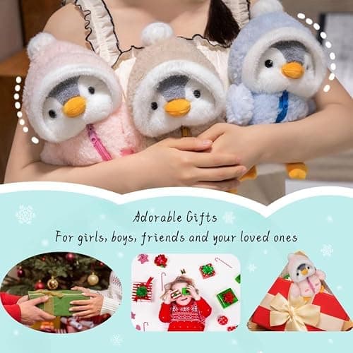 Christmas Plush Penguin Stuffed Animal 9.8" Cute Stuffed Penguin Plush Toys | Penguin Stuffed Animals with Fuzzy Fleece Jacket and Hat Little Plush Dolls for Boys Girls, Birthday Gifts thumbnail 6