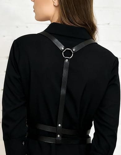 WARANDOD Women Adjustable Faux Leather Harness Punk Fashion Waist Belt with Alloy Buckles for Dresses Shirts Blazers(S-XXXL) thumbnail 6
