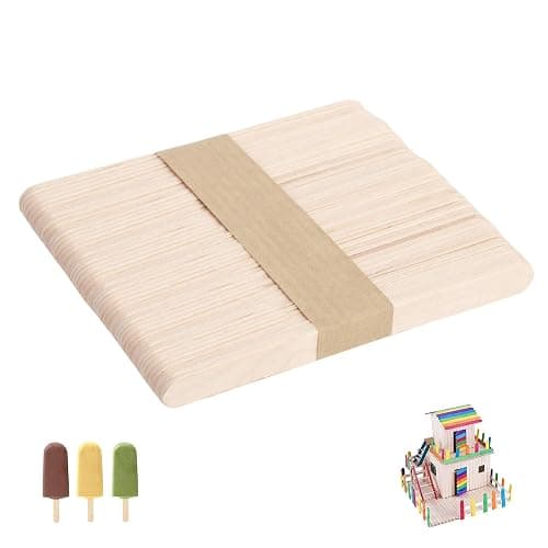 XDLOIFN 50 Stück Eisstiele Holz, Holzstäbchen zum Basteln, DIY Handwerk Eisstiele zum Basteln fur Kinder - 114 mm x 9 mm x 2 mm - Image 1