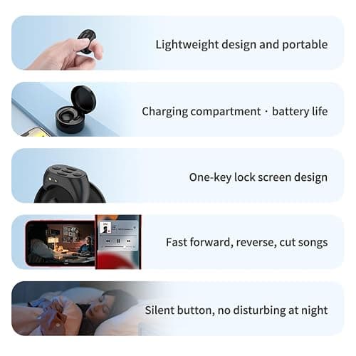 Fingertip Wireless Bluetooth Remote Control, Scrolling Ring Remote Control for TikTok, Phone Bluetooth Scroller Remote, Rechargeable Fingertip Camera Remote Scroll Ring for iOS/Android/Ipad (White-A) thumbnail 6