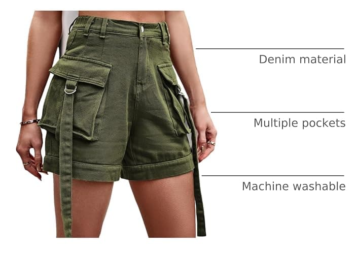 BXCNCKD Women's High Waist Multi Pocket Denim Shorts Women's Casual Shorts thumbnail 4