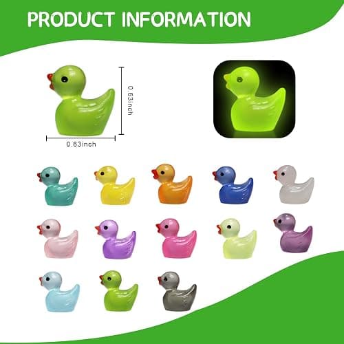 IEUHDKWL Mini Resin Ducks Luminous 16 Colors Tiny Ducks Miniature Duck Glow in The Dark Hide Glow in The Dark Miniature Figures for Micro Landscape Aquarium Party Decor (128PCS) thumbnail 6