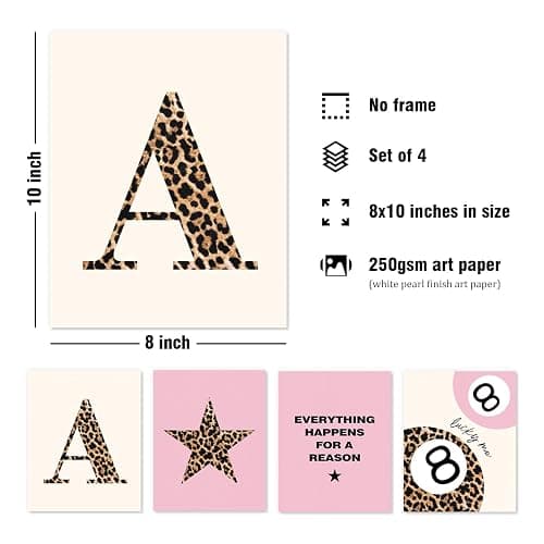 DSHFG Preppy Pink Leopard Cheetah Room Decor Y2K Cheetah Posters for College Dorm Wall Art Prints 4Pcs, Initial A Personalized Pink Lucky 8 Ball Poster for Teen Girls Bedroom Bathroom 8x10 Unframed - A 8Ball thumbnail 2