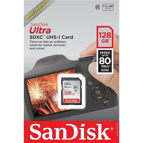 SanDisk Ultra Plus SD Card, 128GB, SDSDUNB-128G-GN6IN - Image 1