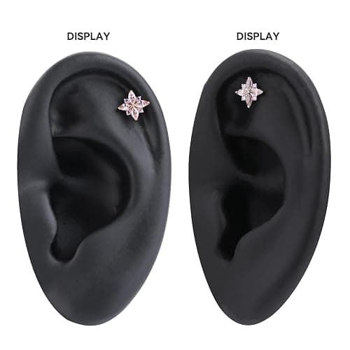 Humorrap 1PC ASTM F136 Titanium Push Pin flowers Flat Back Earrings 16G 8mm for Helix Conch Tragus thumbnail 4