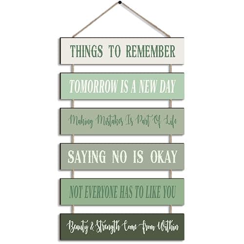 Pinkunn Inspirational Wall Art Sage Green Pink Positive Quotes Wall Decor Cute Preppy Wooden Room Sign Uplifting Encouragement Gifts for Motivational Art for Home Bedroom(Sage Green) - Image 1