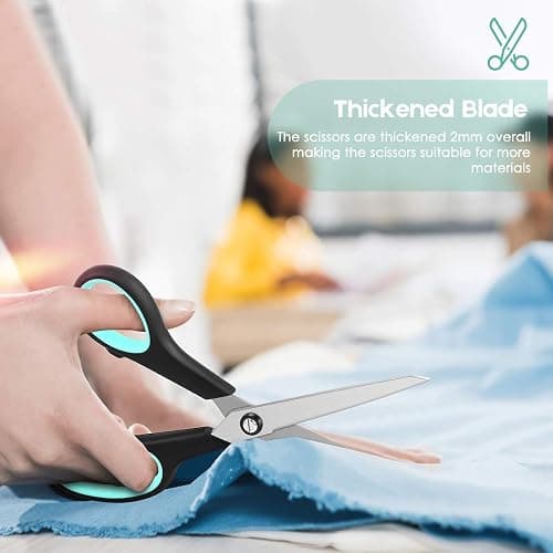iBayam 3-Pack 8" Heavy Duty Scissors with Ultra Sharp Blades and Comfort Grip Handles - For Office, Home, School, Sewing, and Crafts thumbnail 7