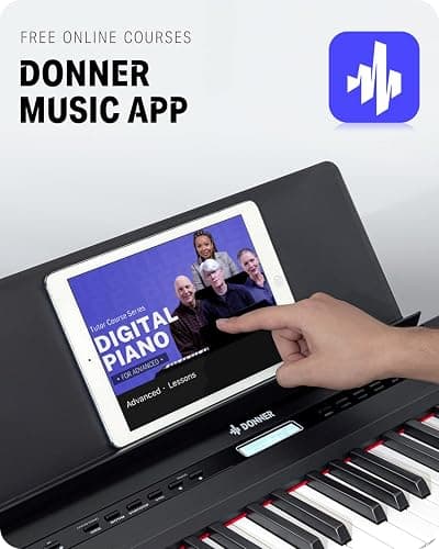 Donner DEP-20 Beginner Digital Piano 88 Key Full Size Weighted Keyboard, Portable Electric Piano with Furniture Stand, 3-Pedal Unit thumbnail 8