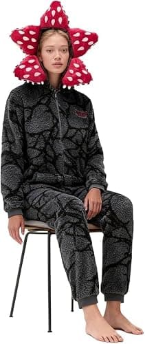Pigiama Unisex 3D D-Demogorgon a Maniche Lunghe Pigiama Monopezzo D-Demogorgon con Cappuccio in Pile Indumenti da Notte Autunno Inverno Natale Pigiameria per Adulti thumbnail 5