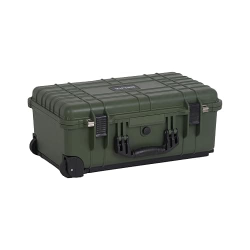 MEIJIA All Weather Rolling Waterproof Protective Case, Hard Camera Case,Dry Case with Retractable Pull Handle and Wheels,Foam Inserted,22 x13.81x9inches (Green) thumbnail 4