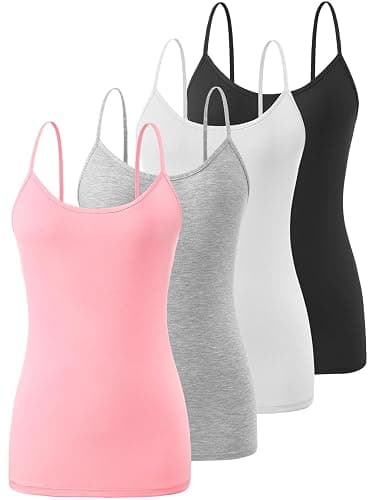 Knuffnee Damen Unterhemden Verstellbare Spaghetti Tops Basic Cami Tank Top 4er Pack - Image 1