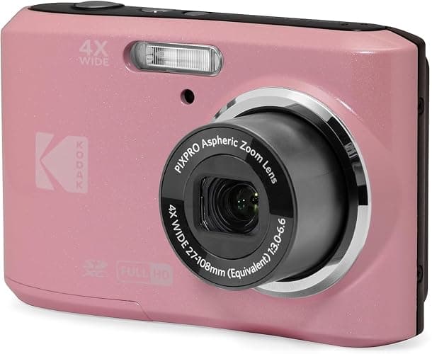 Kodak PIXPRO FZ45 16MP Point and Shoot Digital Camera with 4X Optical Zoom - Compact 27mm Wide Angle Lens for Clear Photos - 2.7 Inch LCD Screen for Families and Travelers - Pink - Image 1