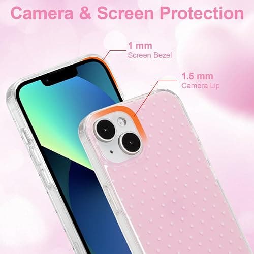 QLTYPRI for iPhone 15 Case, Cute Polka Dot Pattern Aesthetic Phone Case, Raised Camera Protection Durable TPU Slim Shockproof Protective Phone Cover for Girls Women - Pink thumbnail 2