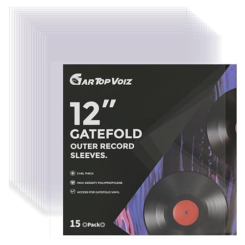Gartopvoiz Gatefold Outer Vinyl Record Sleeves, 12" 3 Mil Plastic Album Cover Clear Protection, 15pcs - Image 1