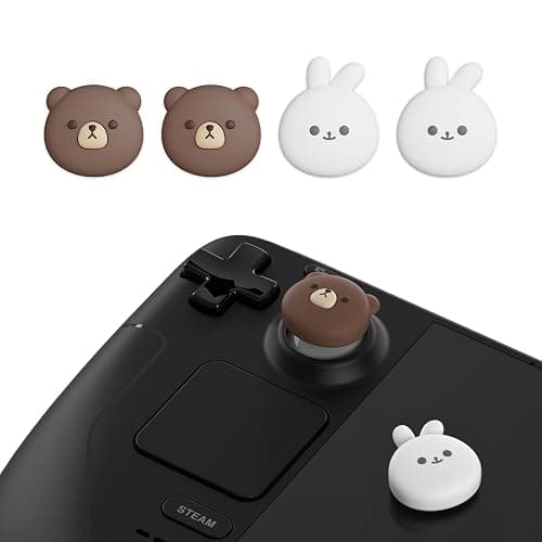 PlayVital Thumb Grip Caps for Steam Deck LCD, Silicone Thumbsticks Grips Joystick Caps for Steam Deck OLED - Chubby Bear & Smiley Bunny thumbnail 2