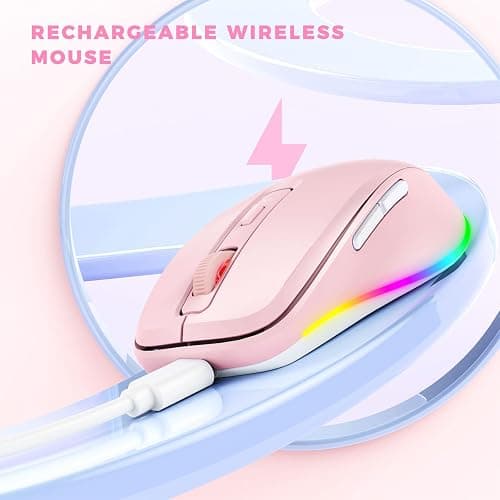 PEIOUS Mouse for Laptop, Wireless Mouse Jiggler - LED Wireless Mice with Build-in Mouse Jiggler Mover, Rechargeable Moving Mouse for Laptop Undetectable Keeps Computer Awake - Pink thumbnail 4