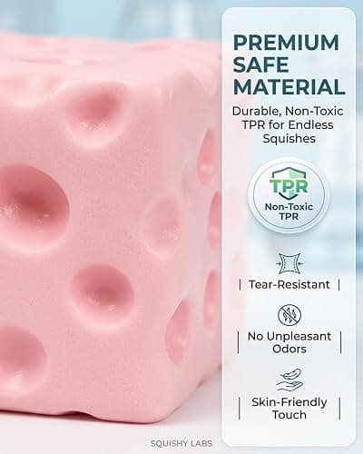 Jumbo Big Pink Cheese Squishy Skin 2.4in Giant Large Cheese Block Squeeze Luck Squishies Anxiety Stress Relief Ball Cube Soft Moldable Sensory Slow Rising Fidget Toy Autism ADHD Adult Gift thumbnail 5
