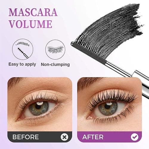 Iron Wand Mascara, Waterproof Metal Wand Mascara Volume and Length, Brushless Mascaras for Long Lasting No Clumping 3D Curling Eyelash (Black) thumbnail 4