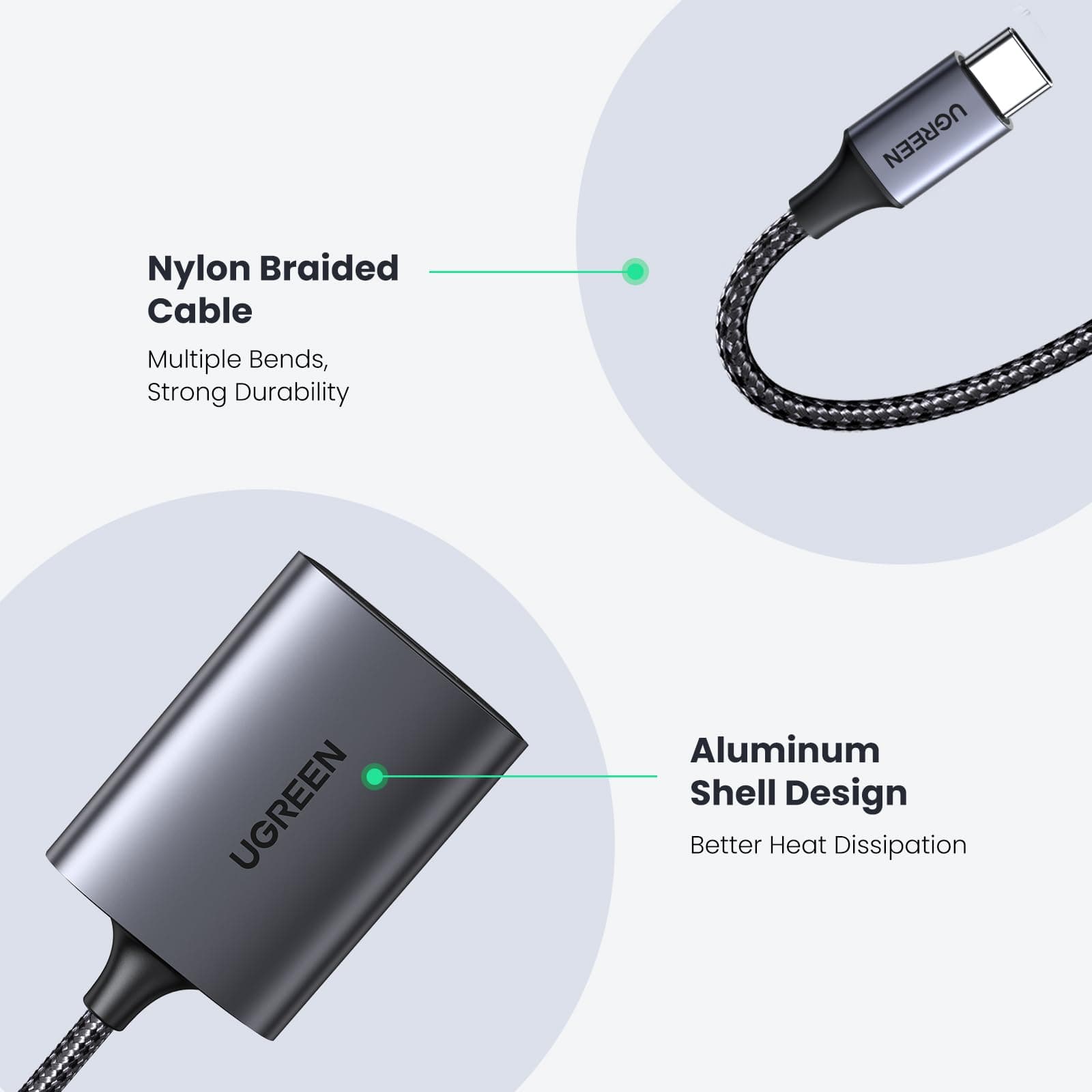 UGREEN USB C SD Card Reader Aluminum Type C Micro SD Adapter Thunderbolt 3 for SD/TF/Micro SDXC/SDHC/MMC/RS-MMC Compatible with iPhone 17/16 Galaxy S24 MacBook iPad thumbnail 8