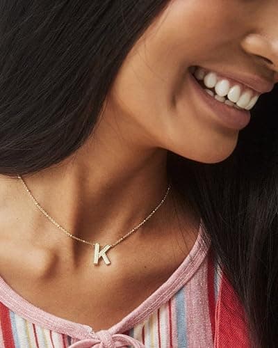 Kendra Scott Letters A-Z Pendant Necklace for Women, Fashion Jewelry, 14k Gold-Plated Brass thumbnail 3