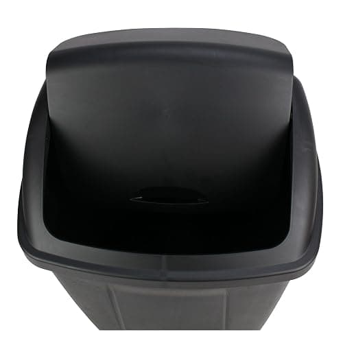 13 Gallon Trash Can Plastic Swing Top Kitchen Garbage Trash Can (Black) thumbnail 4