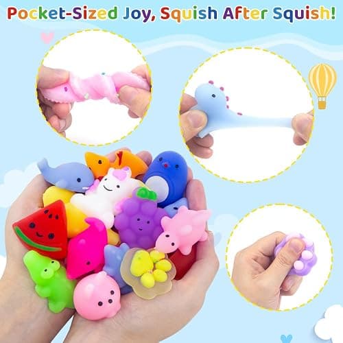 Waraoko 150PCS Mochi Squishy toys 8-12 Kawaii Mochi Squishies Anxiety Reduction Fufu Squishy Slow Rising Bulk for Classroom Prizes Set Game Prizes Goodie Bags Halloween Buckets Easter Eggs thumbnail 5