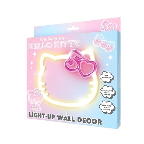 Hello Kitty 50th Anniversary Light-Up Wall Decor – USB Powered Neon LED Sign with Pink and White Lights, Cute Decorative Wall Art for Bedrooms, Parties, and Gifts thumbnail 3