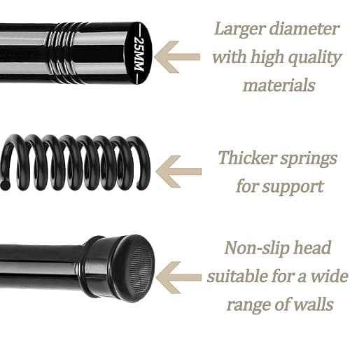Curtain Poles No Drilling Adjustable Shower Poles Extendable Anti-Slip Ends Tension Rod For Curtain Pole For Wardrobe,Bathroom Black 67-90CM thumbnail 3