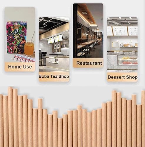 Pailles en Papier Bubble Tea, Pailles en thé à bulles Boba Smoothies Lait Frappé Perle, 12mm Paille Carton Jetable Biodégradable pour Articles de Fête Célébration Projets d'art, Lot de 50 kraft Marron thumbnail 8