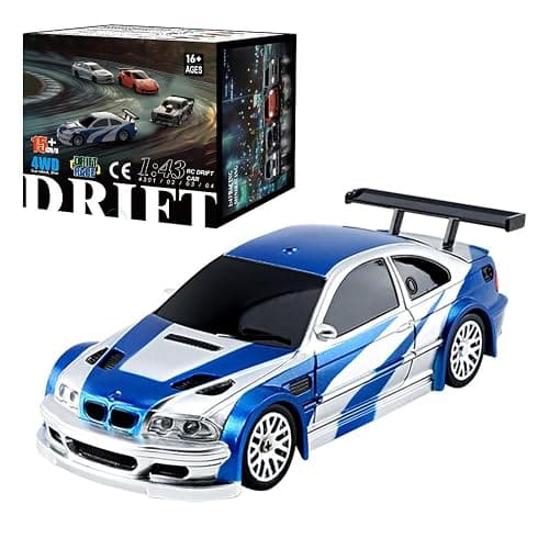 Goekhyrani RC Drift Car, 1/43 Scale 2.4G Full Proportional RC Electric Mini Racing Drift Car Model with Lights Kit，RCS Model Cars Gifts for Adults (RTR Version/Black and White) - Image 1