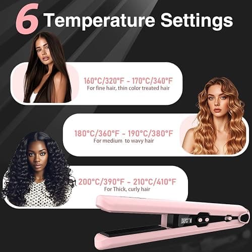 9600mAh Cordless Flat Iron Hair Straightener Rechargeable, Cordless Hair Straighteners for Women, Wireless Straightener for Car, 20 Million Negative Ions, LCD, 6 Adjustable Temp(Pink) thumbnail 6