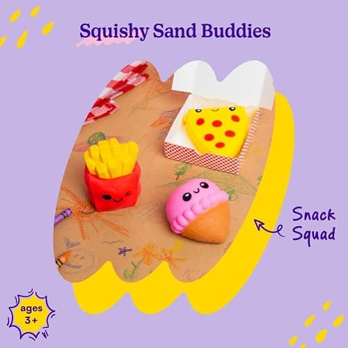 Cool Things Squishy Sand Buddies, Sensory Fidget Toys for Kids, Food-Themed Stress Relief Toys, Squeeze Ball, Squishy Stress Squeezing Toys for All Ages, Sand-Filled (3 Pack- Snack Squad) thumbnail 3